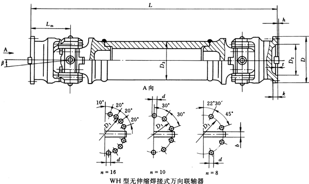 WH型無(wú)伸縮焊接式萬(wàn)向聯(lián)軸器（JB/T3242-93）